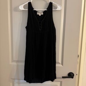 Idyllwind Black Sleeveless V-Neck Mini Dress with Gold Stud Trim